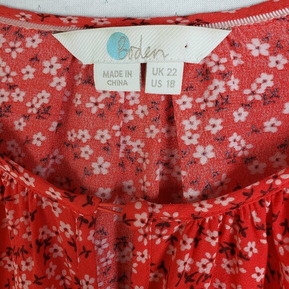 Boden Blouse Top Peasant Micro Floral Print Viscose Flowy Balloon Sleeves sz 18 - Picture 3 of 8